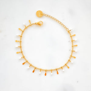 Bracelet Doré et Franges Fines Blanches