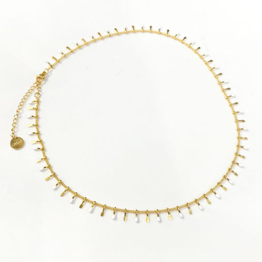 Collier Tou de Cou et Franges Fines Blanches