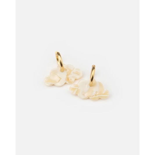 Boucles d'Oreilles Petites Créoles Dorées et Charms Nuage