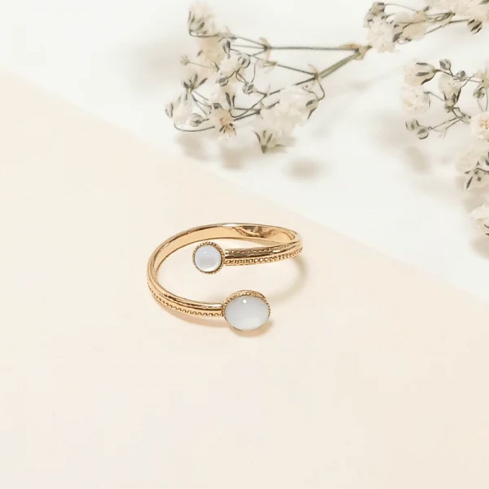 Bague Ouverte Entrelacés et 2 Nacre Blanches