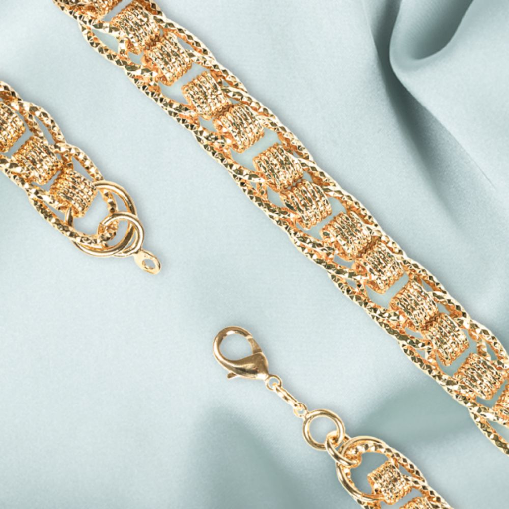 Bracelet Manchette Maille Arrondie Imbriquée Plaqué Or