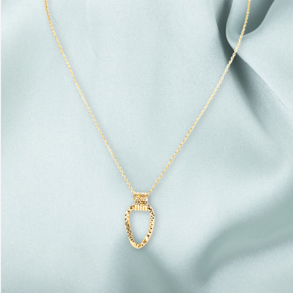 Collier Tour de Cou Pendentif Ovale Ajouré Plaqué Or