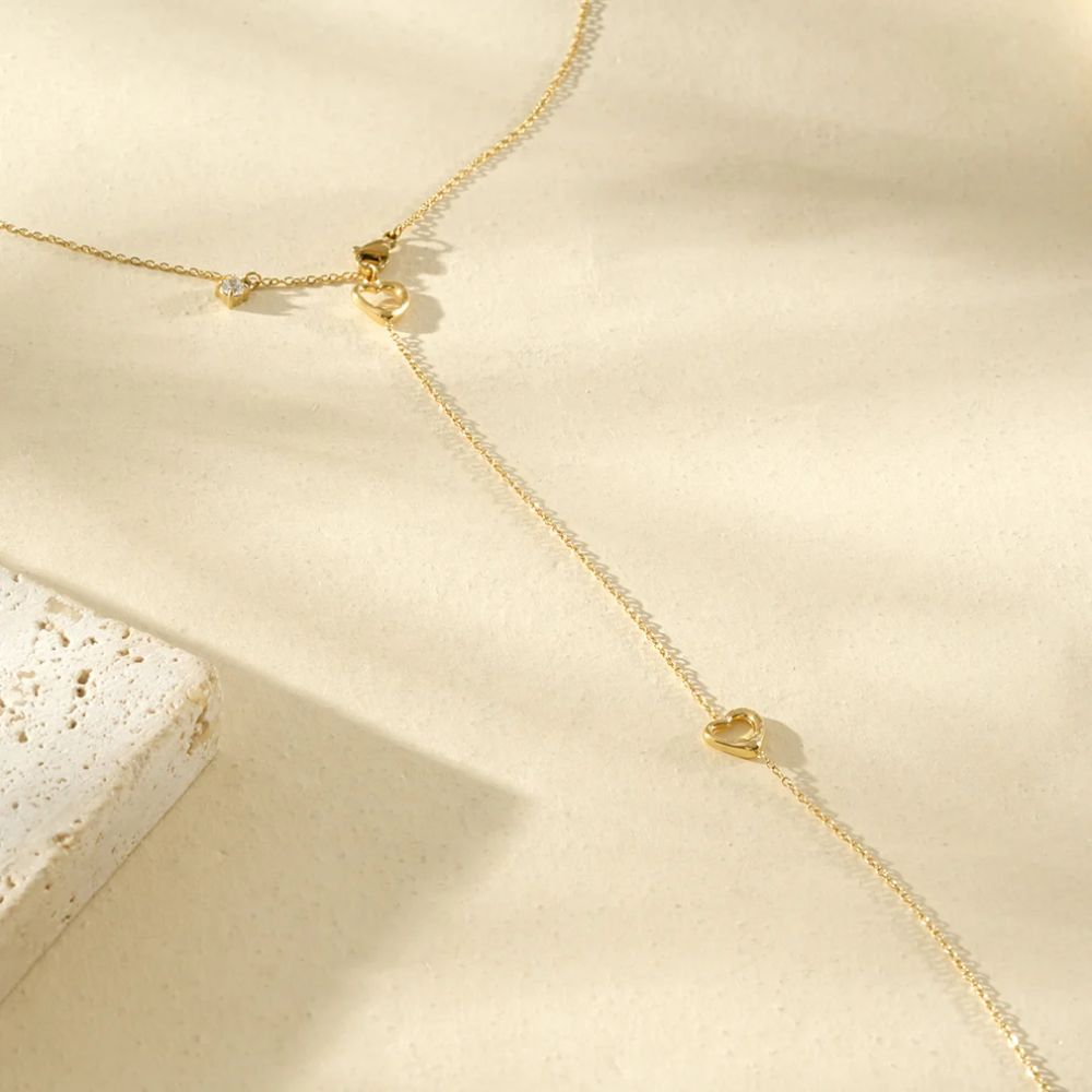 Bijoux de Corps Collier de Dos Doré Forme Coeur 