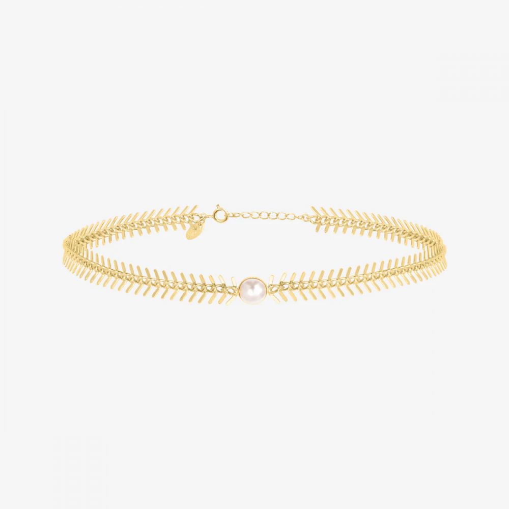 Collier Maille Epi Plaqué Or et Perle de Culture