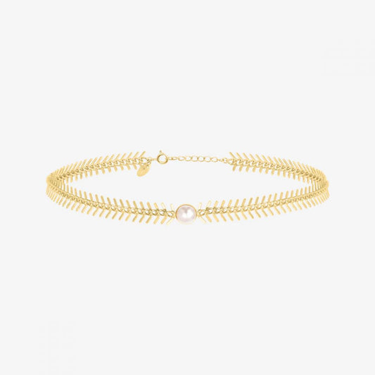 Collier Maille Epi Plaqué Or et Perle de Culture
