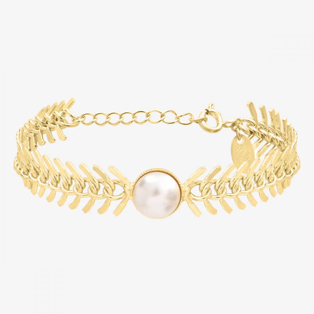 Bracelet Maille Epi Plaqué Or et Perle de Culture