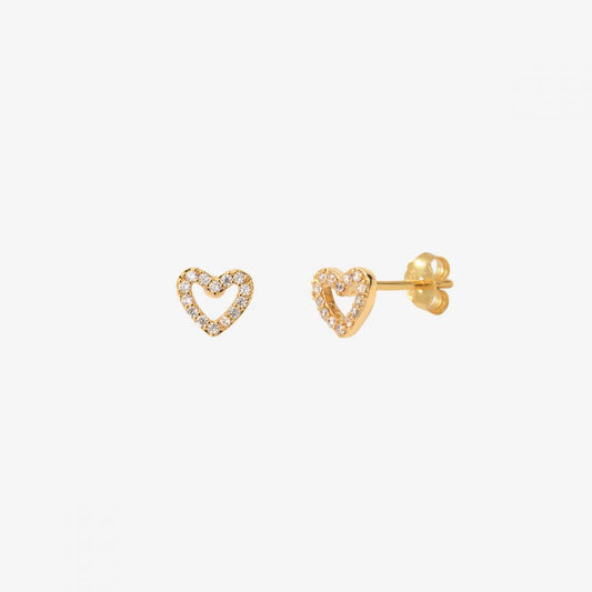 Puces d'Oreilles Coeur et Strass Plaqué Or