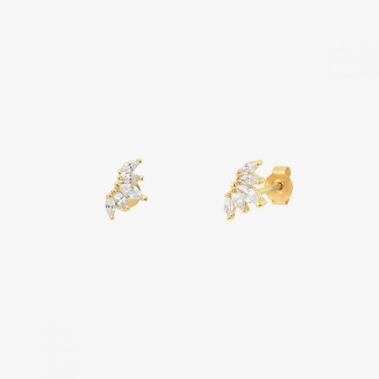Puces d'Oreilles Couronne et Strass Plaqué Or