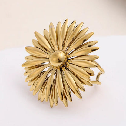 Bague Ajustable 2 Marguerites Doré