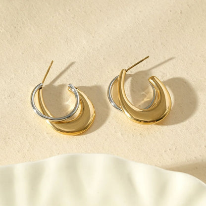 Boucles d'Oreilles Créoles Epaisses Bicolores