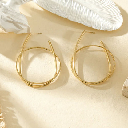 Boucles d'Oreilles Créoles Géométrique Doré