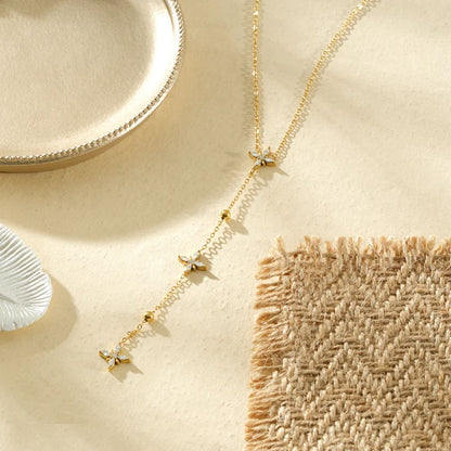 Collier Cravate Doré et Etoiles