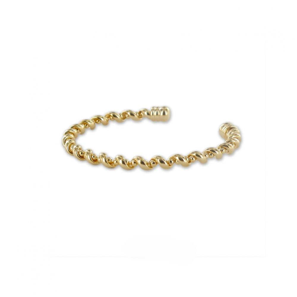 Bracelet Jonc Ouvert Torsadé Plaqué Or