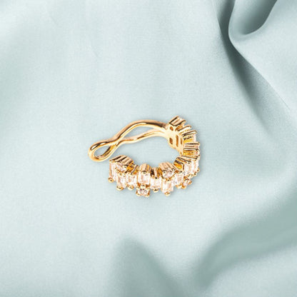 Bague d'Oreille Earcuff Epaisse Plaqué Or et Zircons Blancs