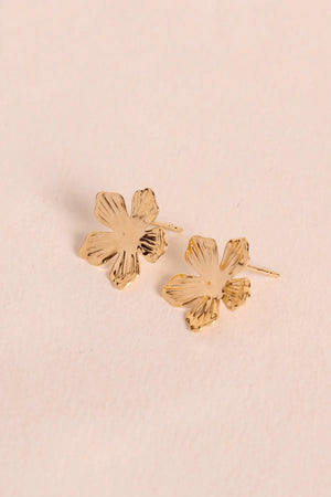 Boucles d'Oreilles Puces Petites Fleurs Dorées