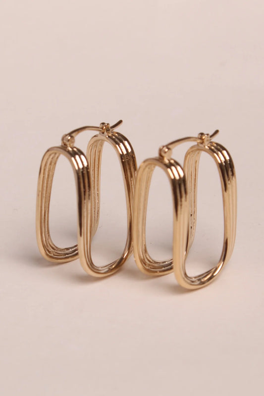 Boucles d'Oreilles Forme "U" Ondulées Dorées 
