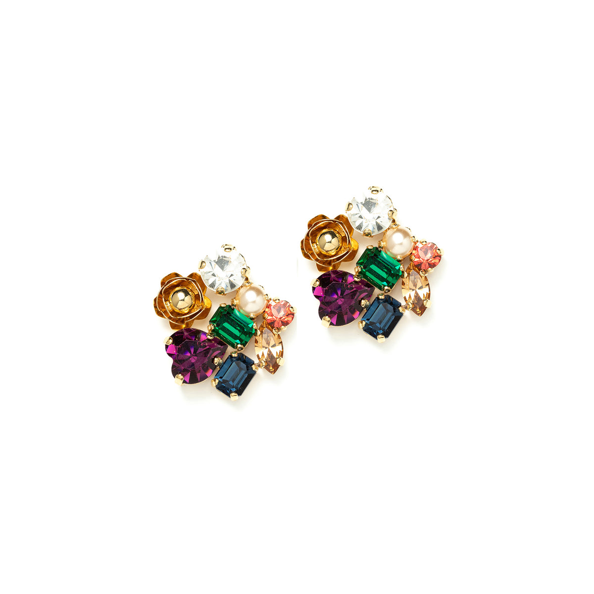 Boucles d'Oreilles Ronds et Cristaux Swarovski Colorés 