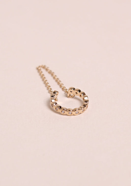 Bague d'Oreille Earcuff Zircons et Chaîne