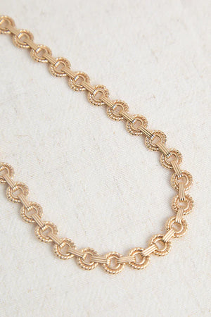 Collier Mailles Rondes Plates et Striés Doré