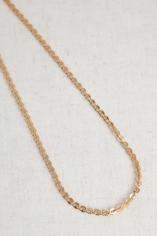 Collier Chaine Mailles Petits Ronds Striés Doré