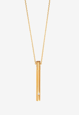 Long Collier Sautoir Pendentif Tube Doré