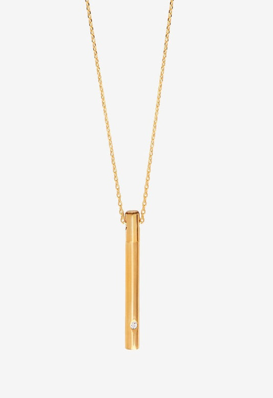Long Collier Sautoir Pendentif Tube Doré