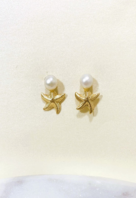 Boucles Puces Starfish Pearl - Plaqué Or