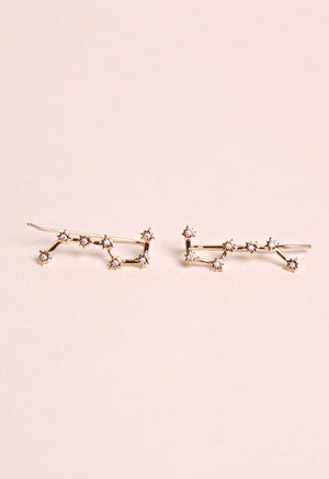 Boucles d'Oreilles Montantes Dessus d'Oreilles Constellation Strass et Plaqué Or 